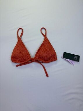 Wild Fable Orange Textured Bikini Top Size Small NWT Tie